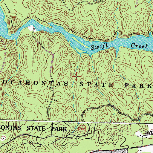 Topographic Map of Pocahontas State Park, VA