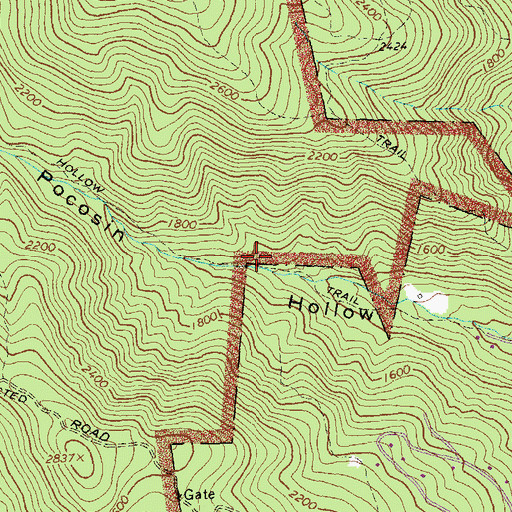 Topographic Map of Pocosin Hollow Trail, VA