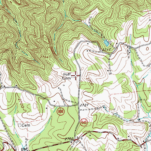 Topographic Map of Poff Cemetery, VA