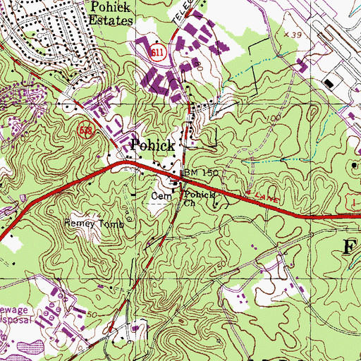 Topographic Map of Pohick Church, VA