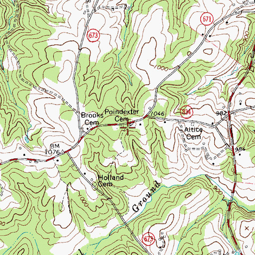 Topographic Map of Poindexter Cemetery, VA