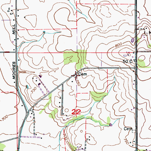 Topographic Map of Scruggs Cemetery, AL