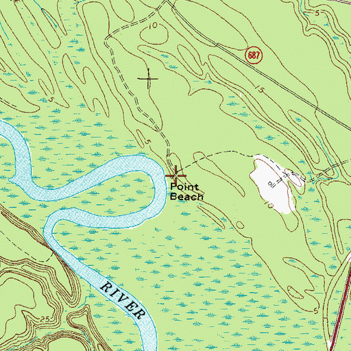 Topographic Map of Point Beach, VA