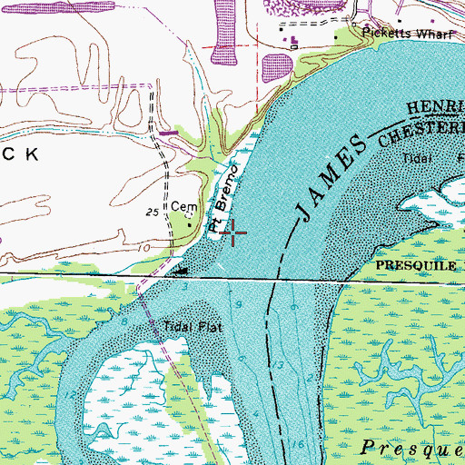 Topographic Map of Point Bremo, VA