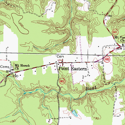 Topographic Map of Point Eastern, VA