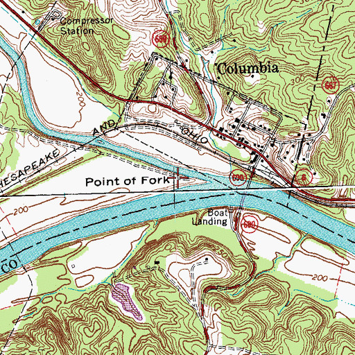 Topographic Map of Point of Fork, VA