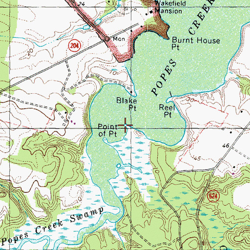 Topographic Map of Point of Point, VA