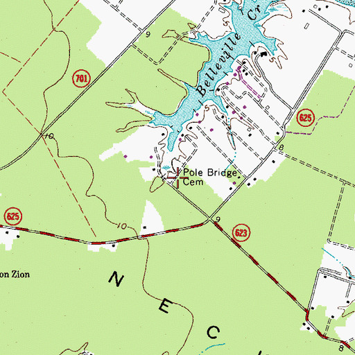 Topographic Map of Pole Bridge Cemetery, VA