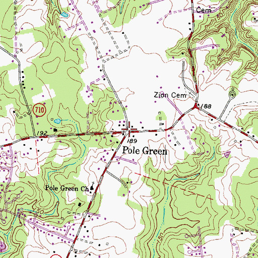 Topographic Map of Pole Green, VA