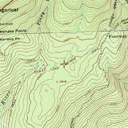 Topographic Map of Pole Link Bridge Trail, VA