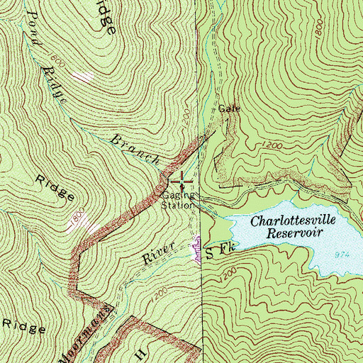 Topographic Map of Pond Ridge Branch, VA