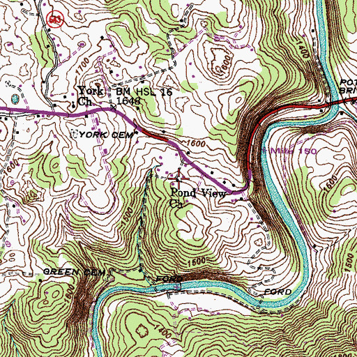 Topographic Map of Pond View Church, VA