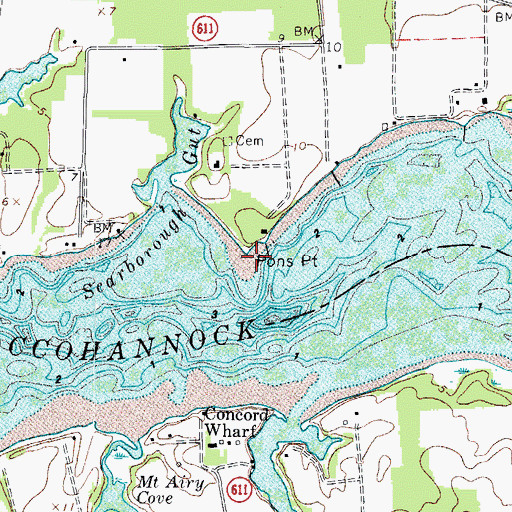 Topographic Map of Pons Point, VA