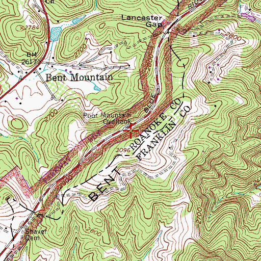 Topographic Map of Poor Mountain Overlook, VA