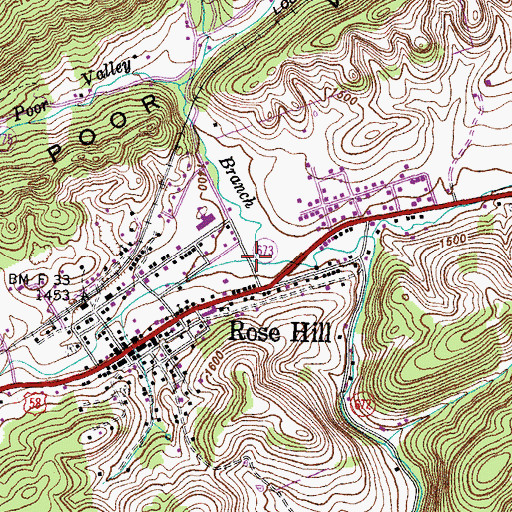 Topographic Map of Poor Valley Branch, VA