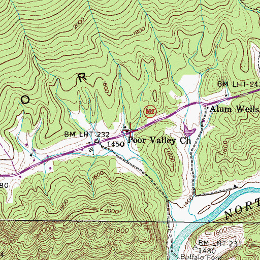 Topographic Map of Poor Valley Church, VA