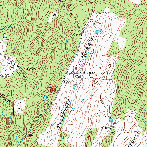Topographic Map of Poorhouse Cemetery, VA