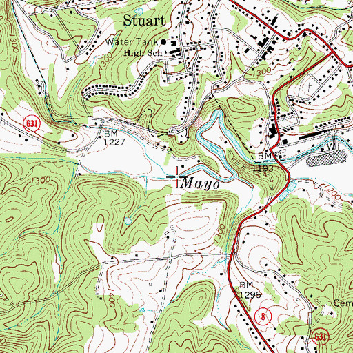 Topographic Map of Poorhouse Creek, VA