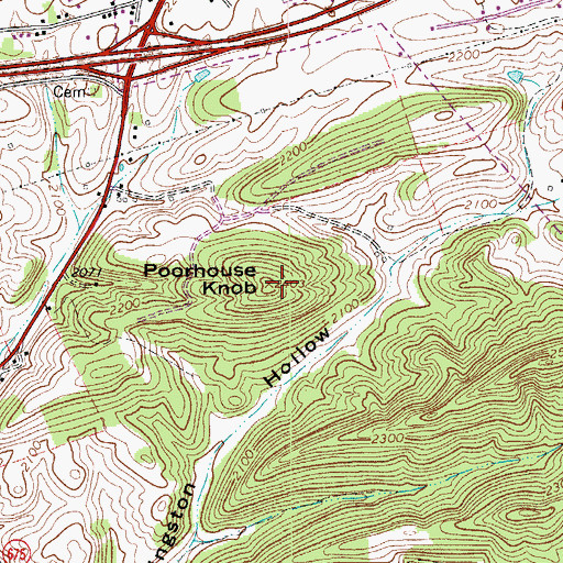 Topographic Map of Poorhouse Knob, VA