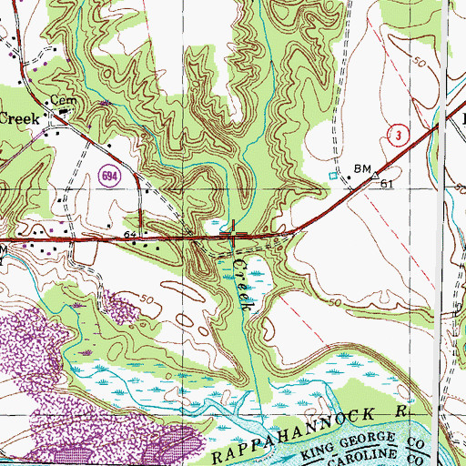 Topographic Map of Popcastle Creek, VA