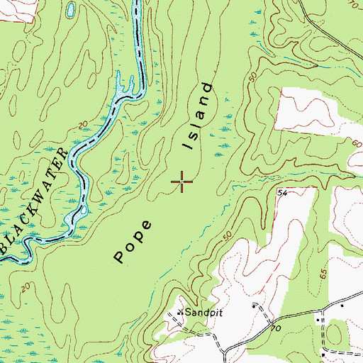 Topographic Map of Pope Island, VA