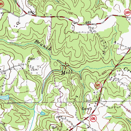 Topographic Map of Poplar Branch, VA