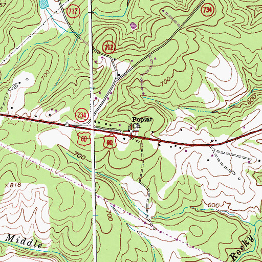 Topographic Map of Poplar Church, VA