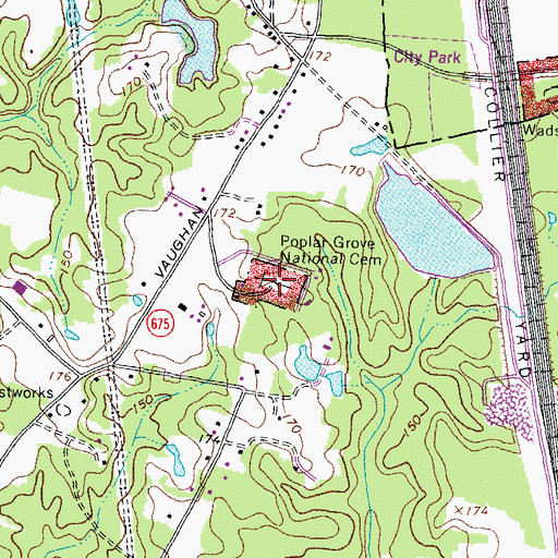 Topographic Map of Poplar Grove National Cemetery, VA