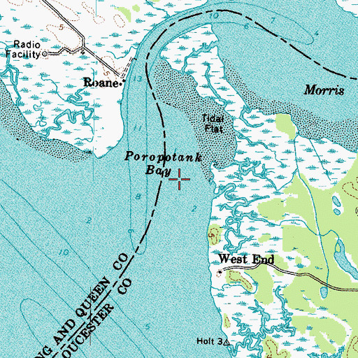 Topographic Map of Poropotank Bay, VA
