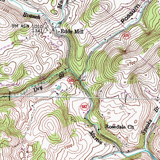 Topographic Map of Possum Hollow, VA