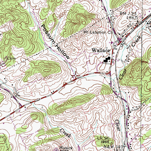 Topographic Map of Possum Hollow, VA
