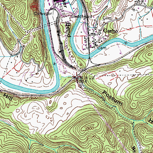 Topographic Map of Possum Hollow, VA