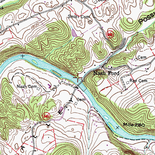 Topographic Map of Possum Hollow, VA