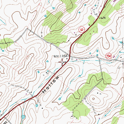 Topographic Map of Possum Hollow, VA