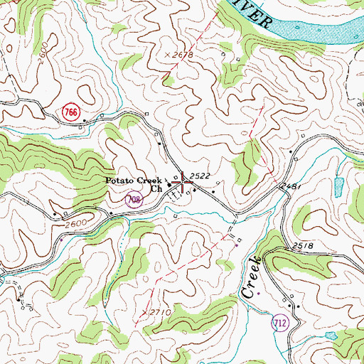 Topographic Map of Potato Creek Church, VA