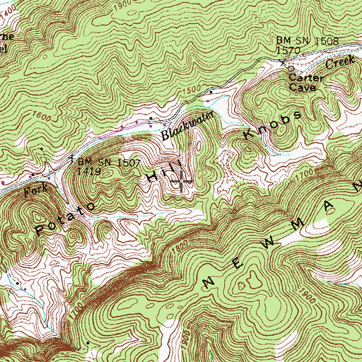 Topographic Map of Potato Hill Knobs, VA