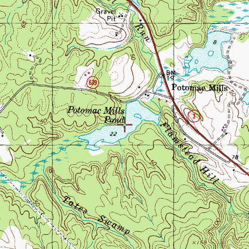 Topographic Map of Potomac Mills Pond, VA