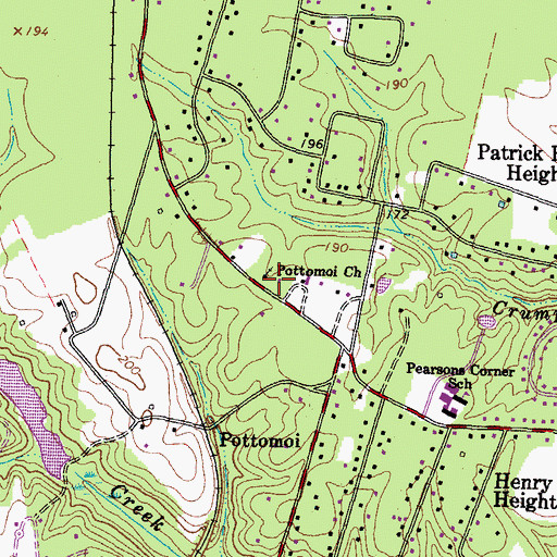 Topographic Map of Pottomoi Church, VA