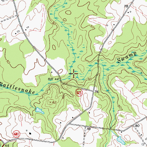 Topographic Map of Pouches Swamp, VA