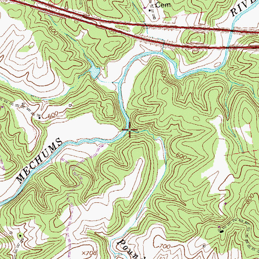 Topographic Map of Pounding Branch, VA