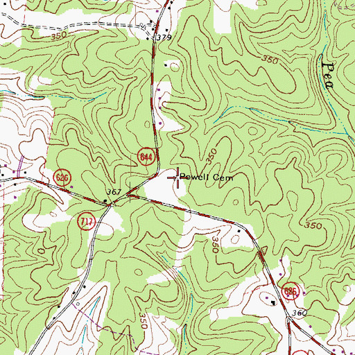 Topographic Map of Powell Cemetery, VA