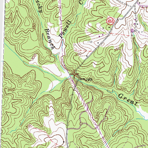 Topographic Map of Powell Creek, VA