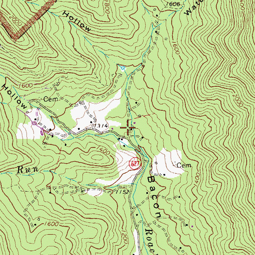 Topographic Map of Powell Gap Hollow, VA