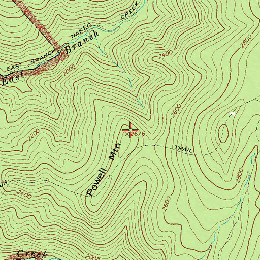 Topographic Map of Powell Mountain, VA