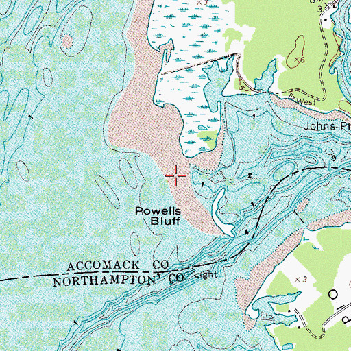 Topographic Map of Powells Bluff, VA