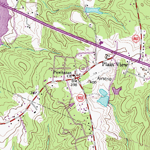 Topographic Map of Powhatan Church, VA