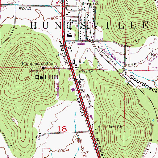 Topographic Map of Southeast Plaza Shopping Center, AL