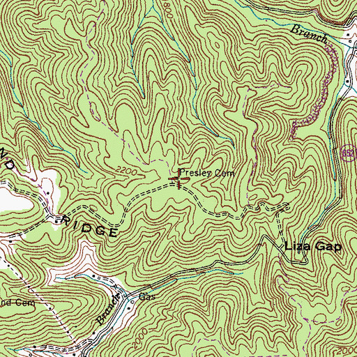 Topographic Map of Presley Cemetery, VA