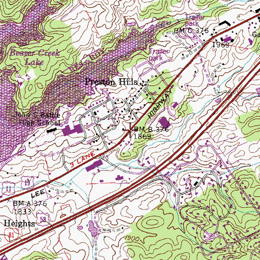 Topographic Map of Preston Hills, VA