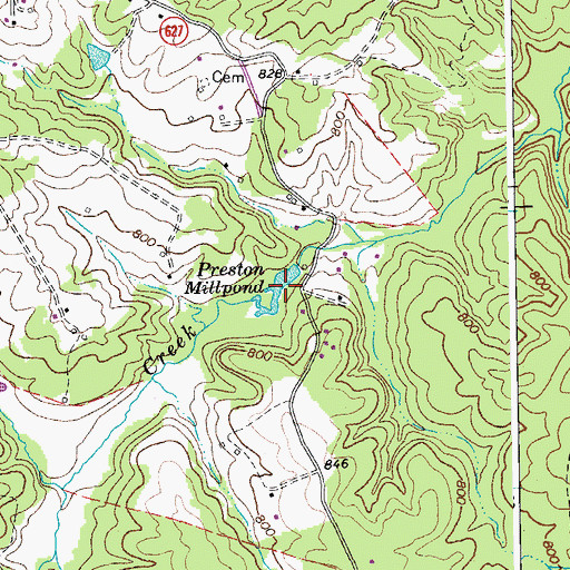 Topographic Map of Preston Millpond, VA